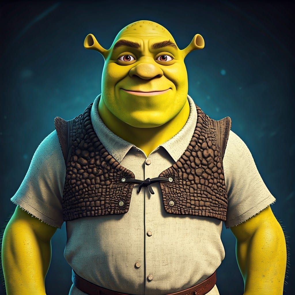 Shrek and Gru Blend in Fantasy Beach Art