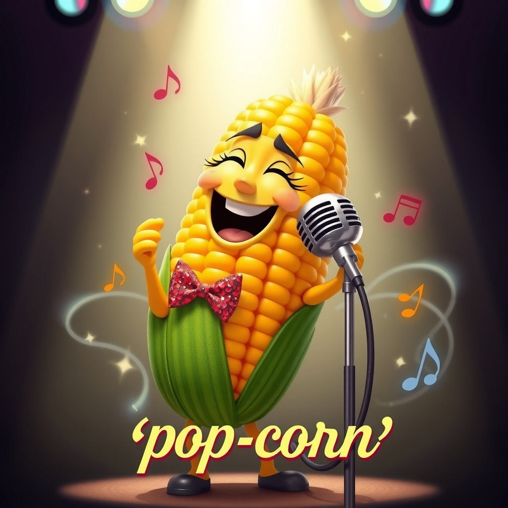 Animated Corn Cob Singer on Stage
