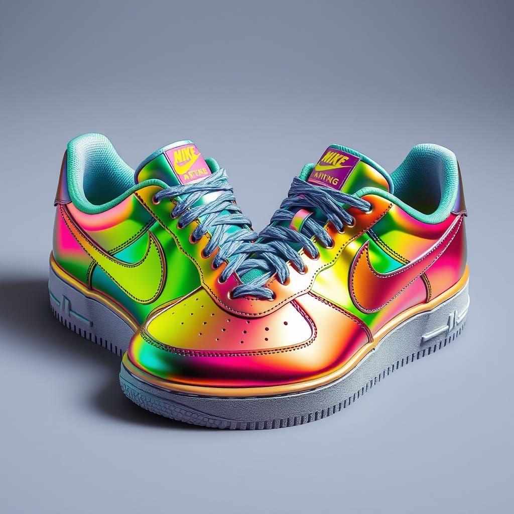 Vibrant Hyper Realistic Nike Sneakers in Rainbow Hues