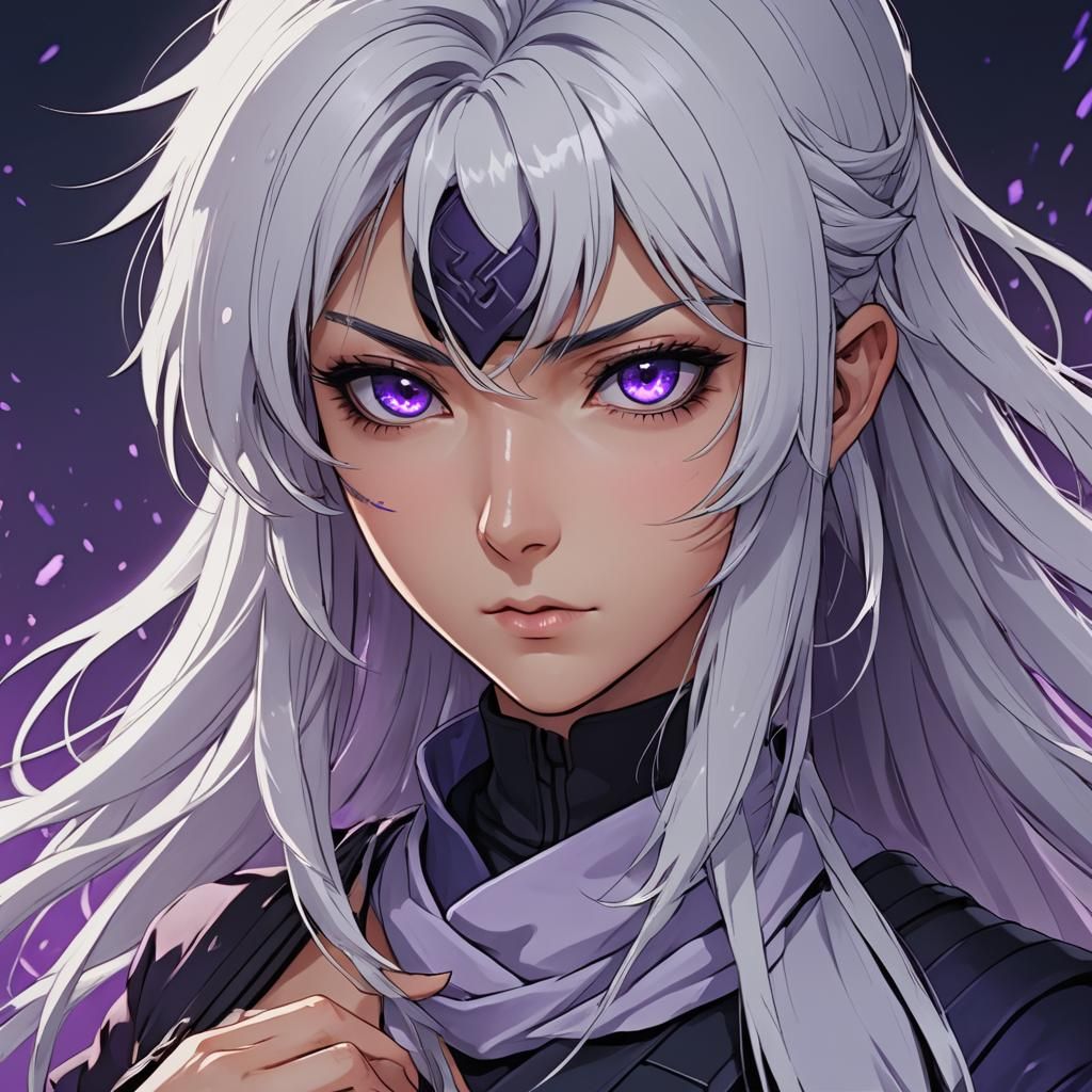 Anime Ninja Girl with Purple Eyes