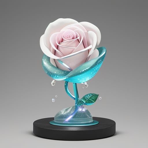 Glass Rose Quartz Sculpture in Effervescent Style