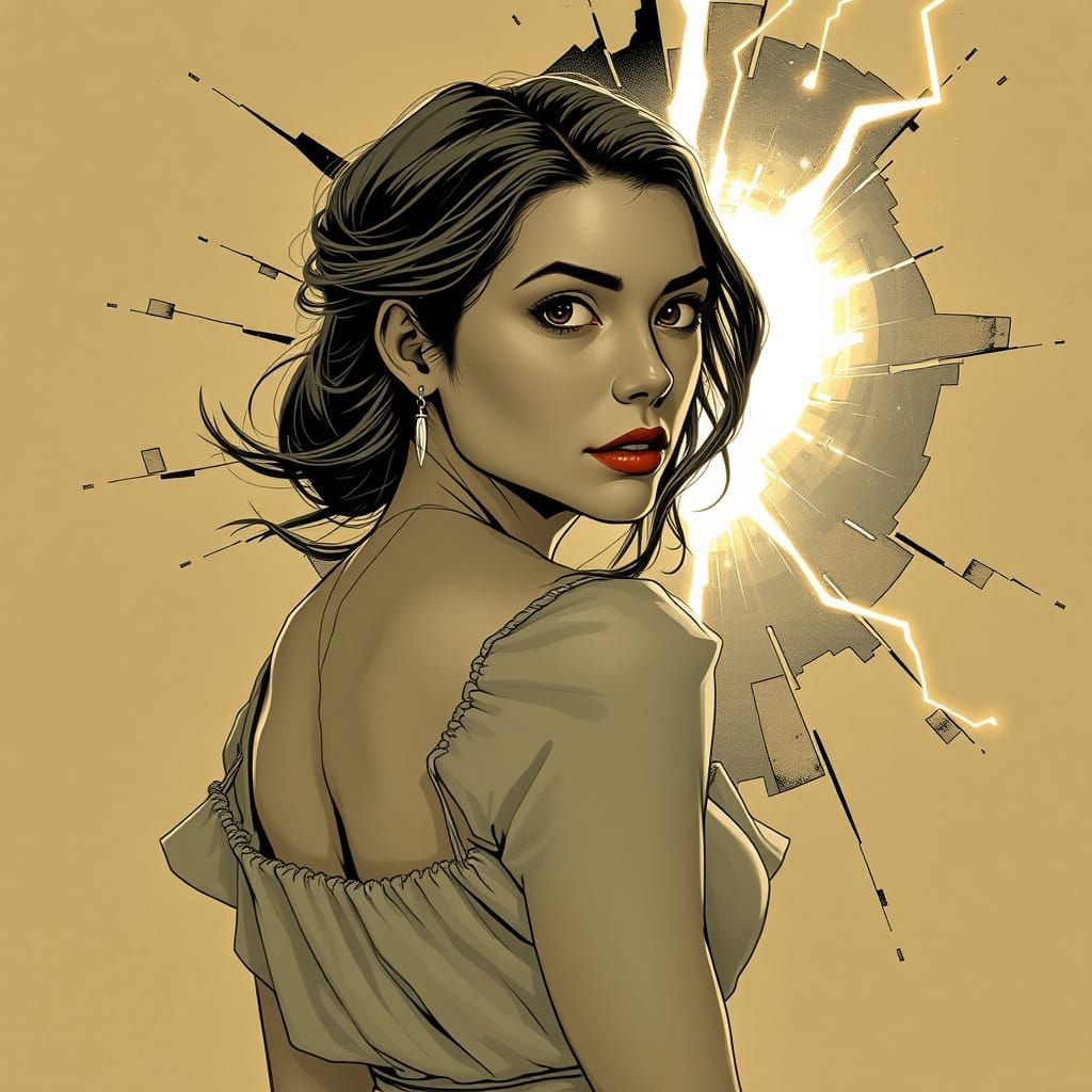 Elegant Warrior Contemplates a Shattering Reality