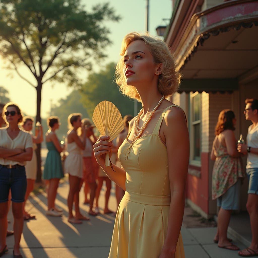 Southern Belle Waits for a Movie Night in the Sweltering Sum...