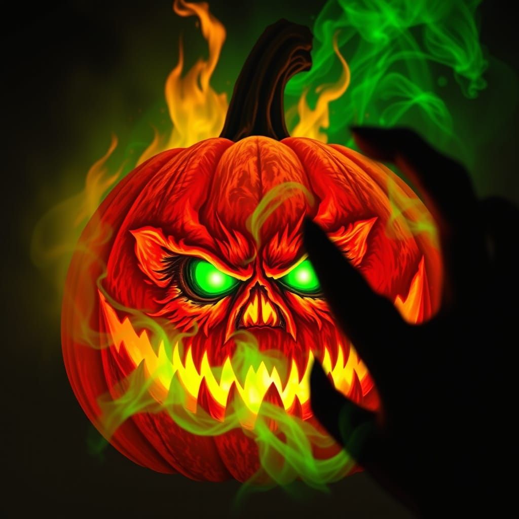 Demonic Jack-o-Lantern Ignites with Otherworldly Intensity i...