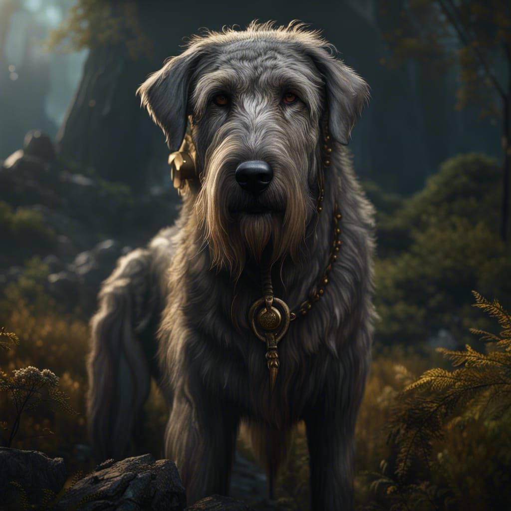 Majestic Irish Wolfhound: Detailed Matte Painting