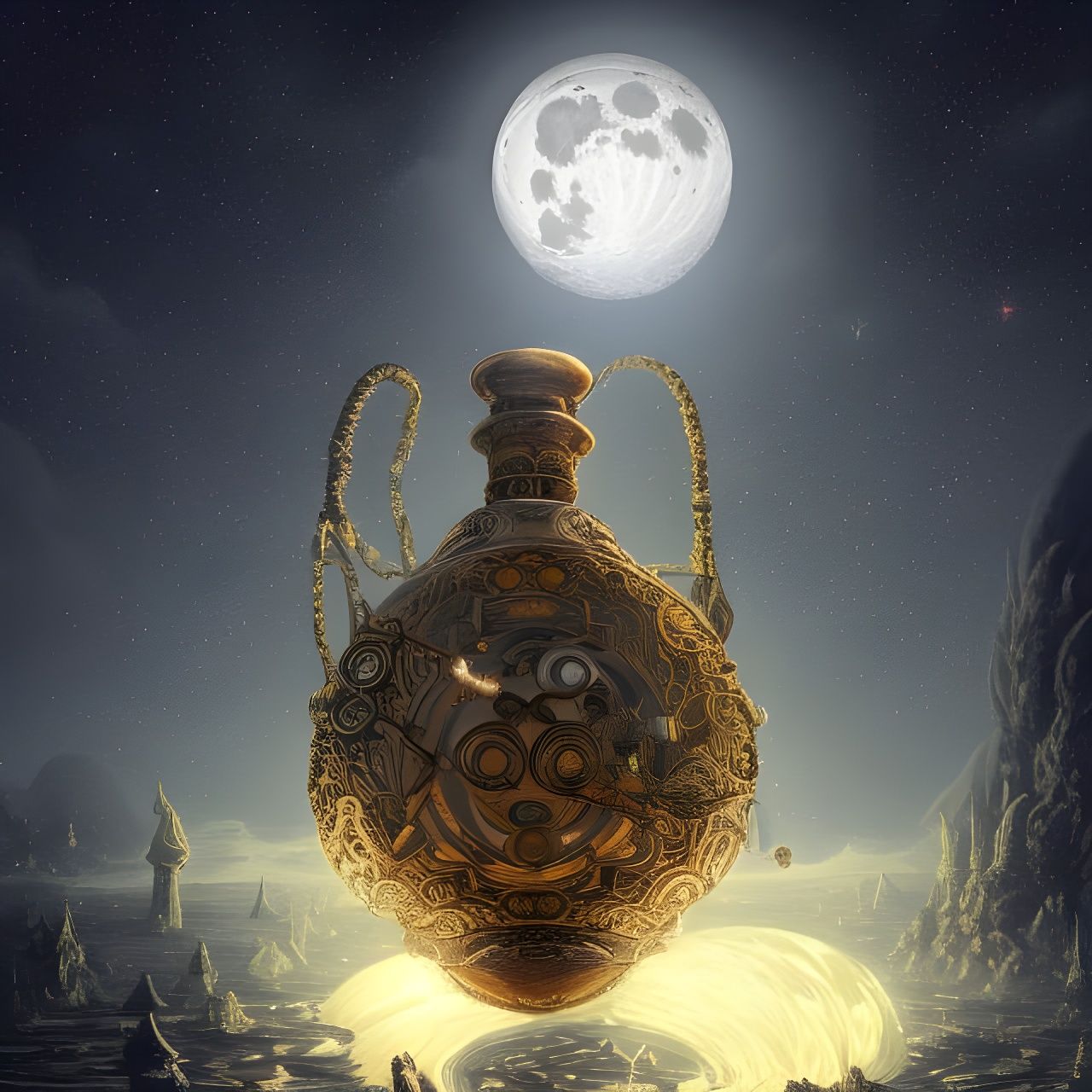 Moon in a Bottle: Detailed Fantasy Concept Art