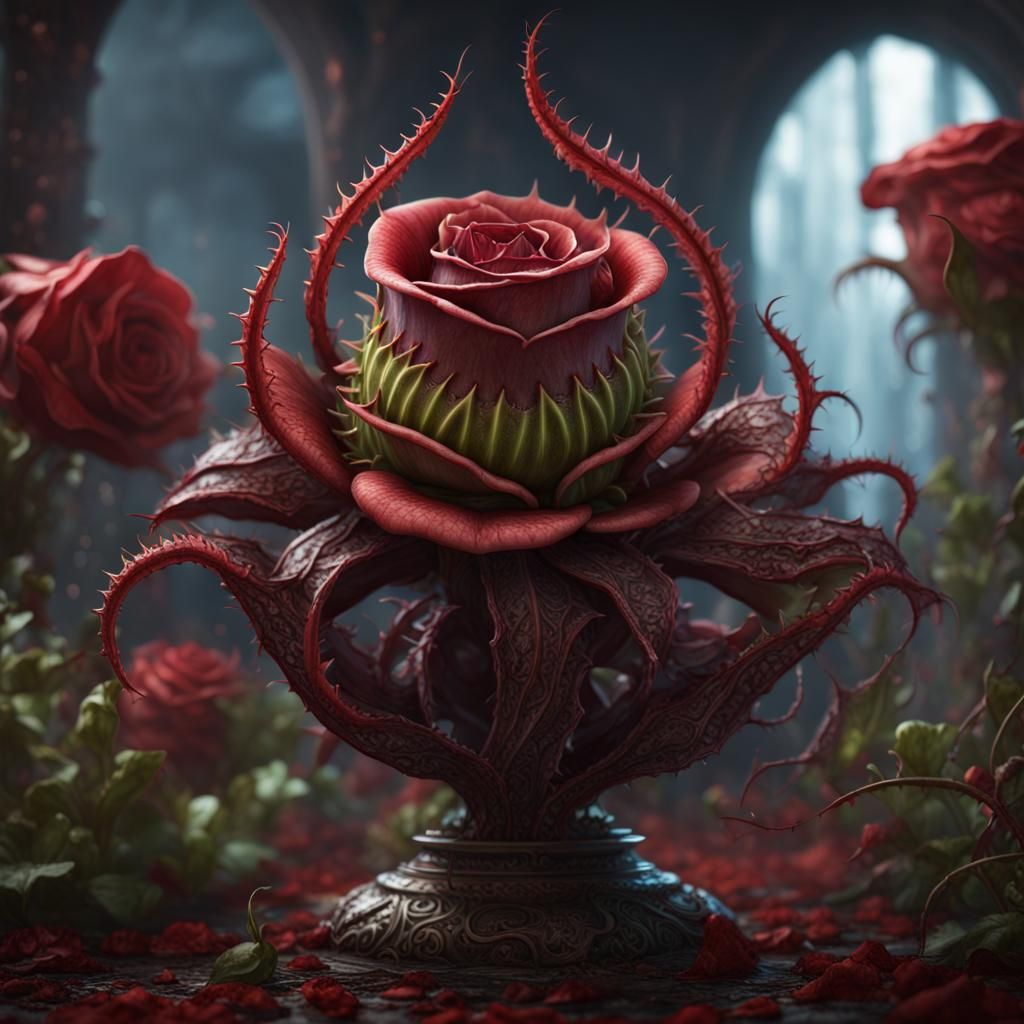 Demonic Venus Flytrap Rose: Detailed Matte Painting