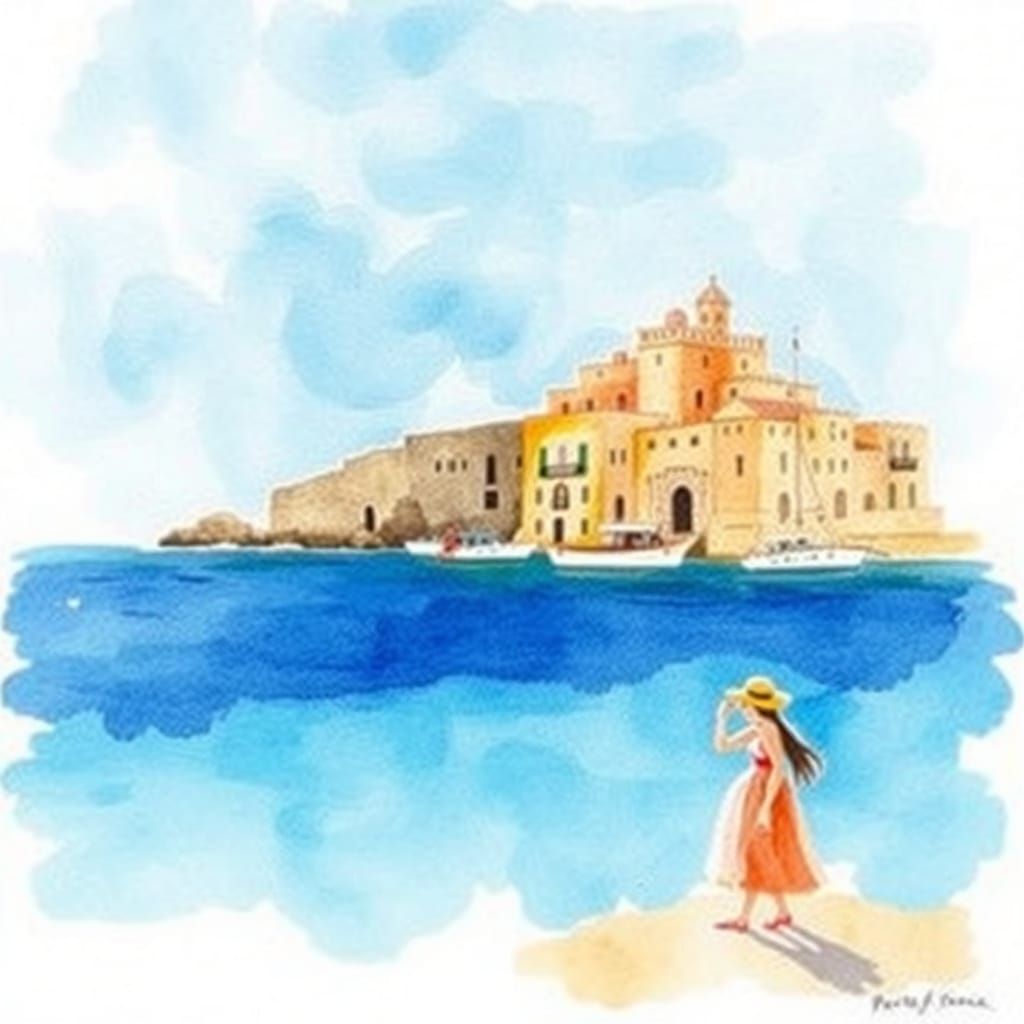 Romantic Watercolour Painting of Malta