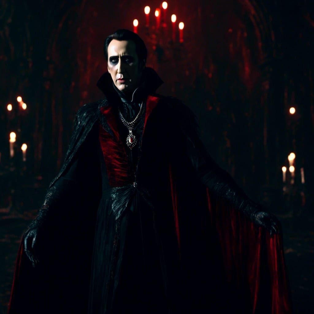 Nicolas Cage as Dracula: Macabre Horror Portrait