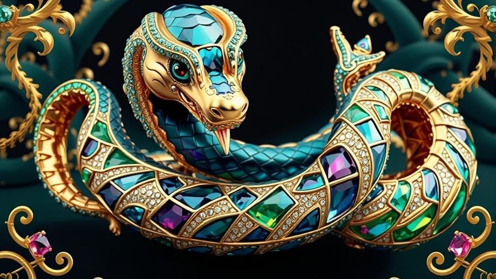 Bejeweled Serpent in Fabergé Art Nouveau Style