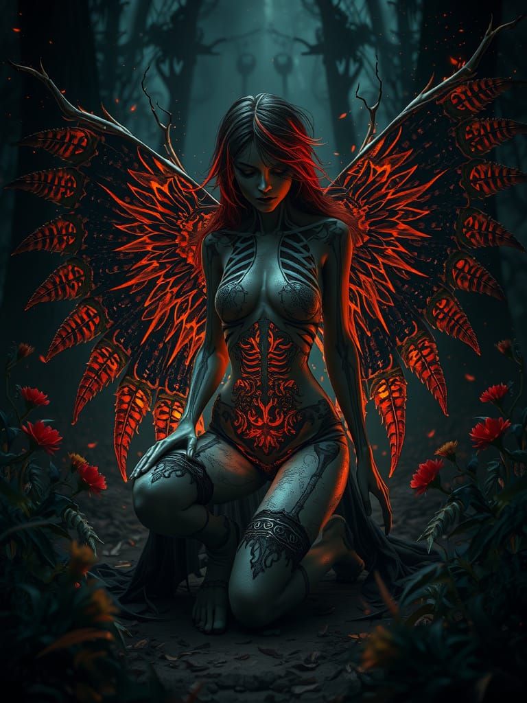 Steampunk Wraith Adorned in Iridescent Holographic Calligrap...