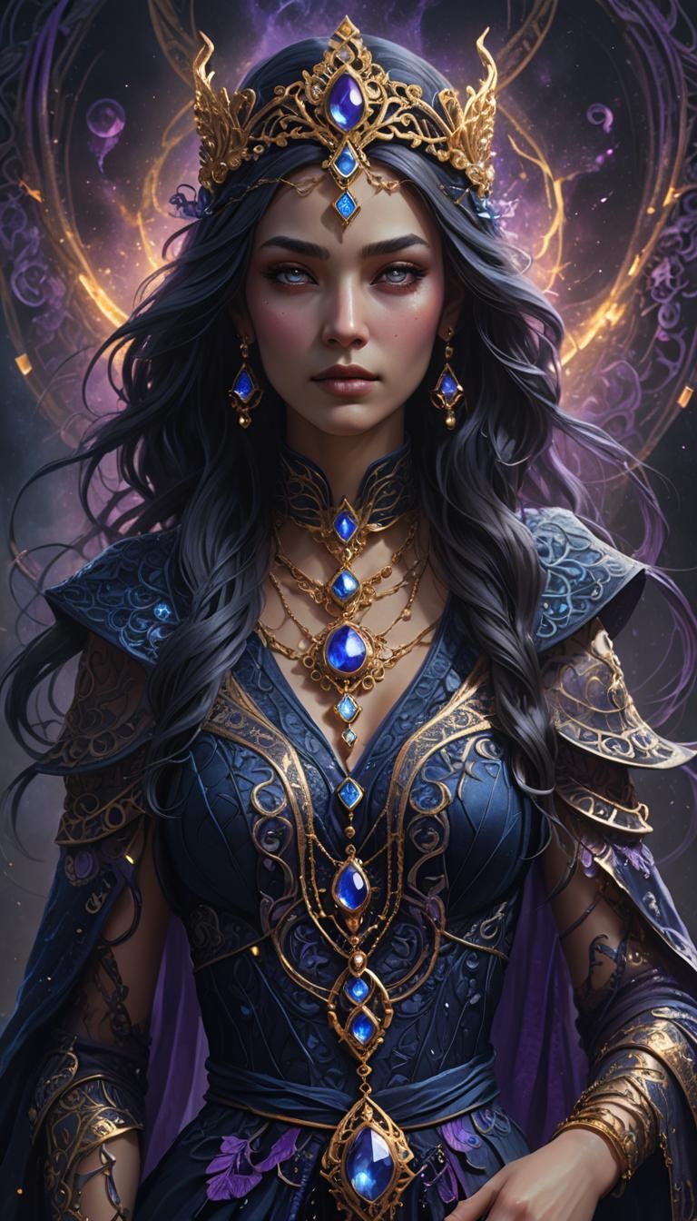 High Priestess Portrait in Dark Fantasy Style