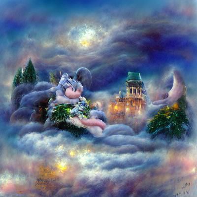 Cottontails Embrace Under Moonlight in Ethereal Fantasy