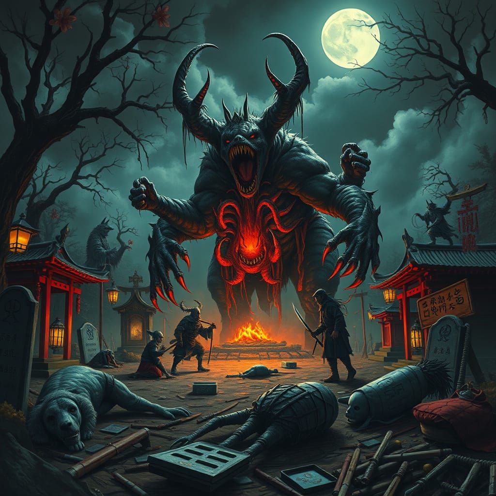 Monstrous Fae in War-Torn Graveyard