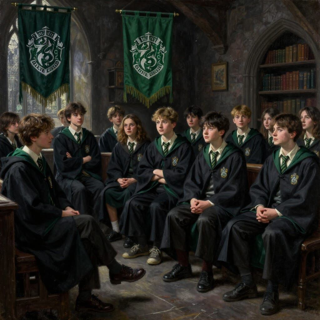 Hogwarts Slytherin Common Room Oil Painting