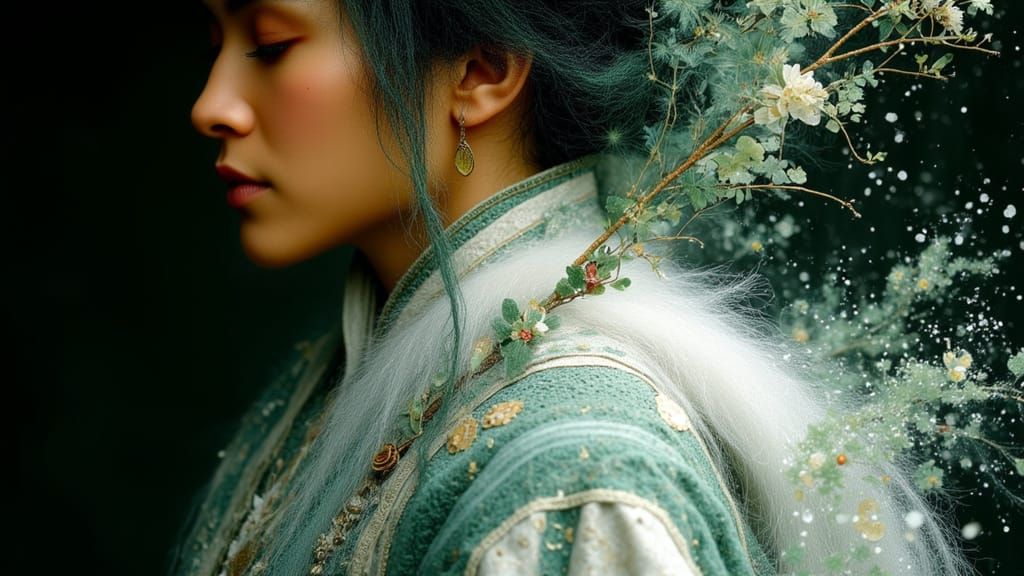 Elegant Warrior in White Crane Robes