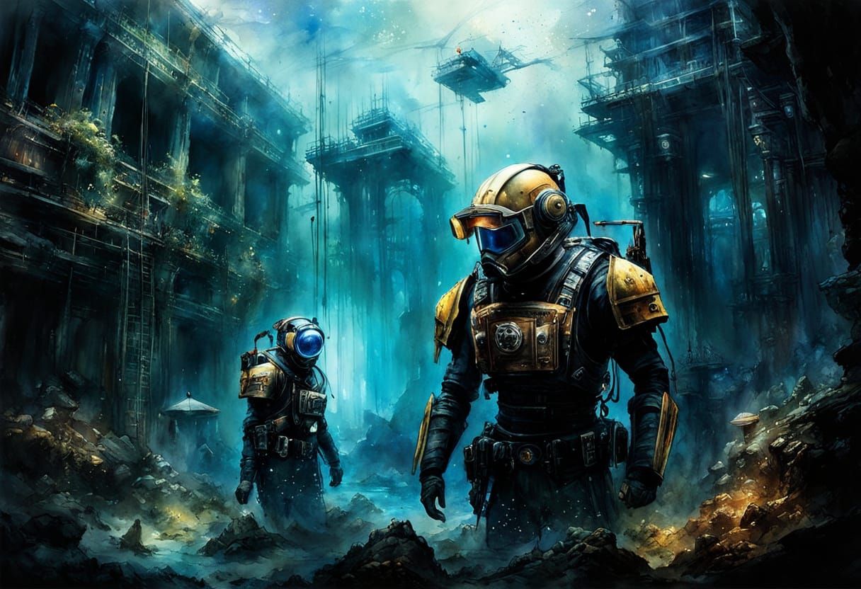 Underwater Construction: Watercolor Ink Splash Art