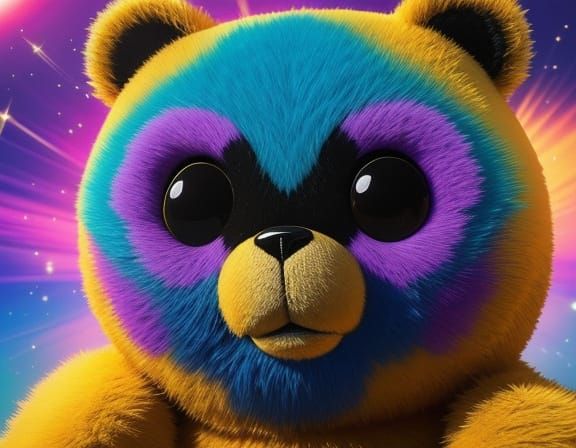 Melting Teddy Bear in Cosmic Zen Art Brut Style