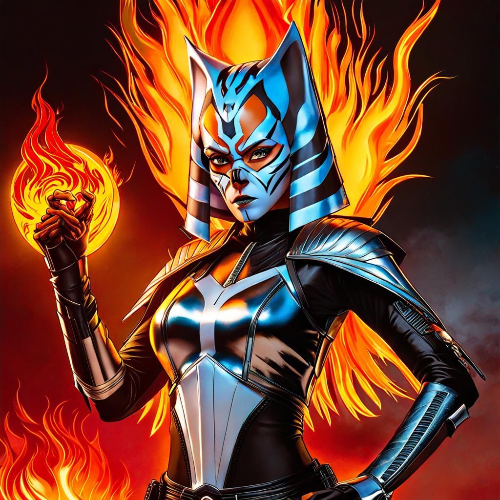 Ahsoka as Ghost Rider in Astral Cosmic Style