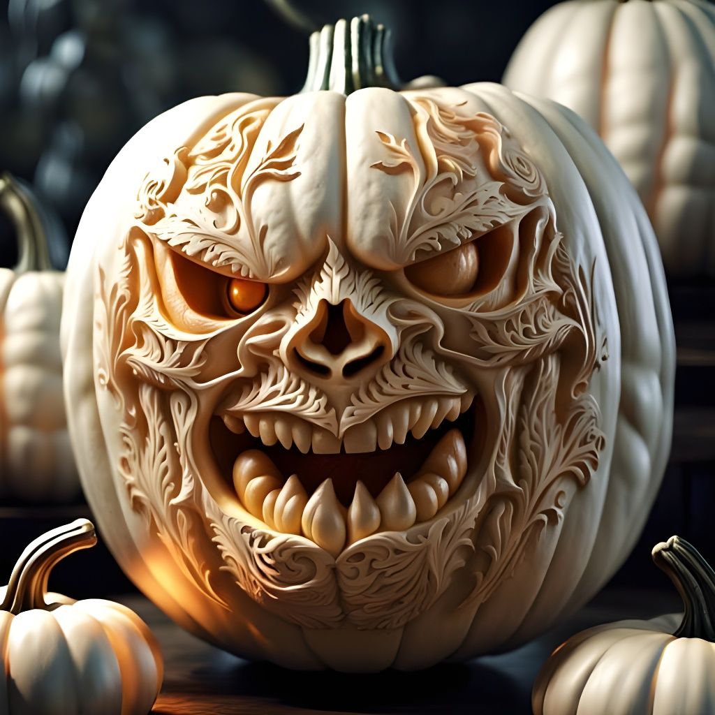 Frankenstein Pumpkin Carving in Giger Style