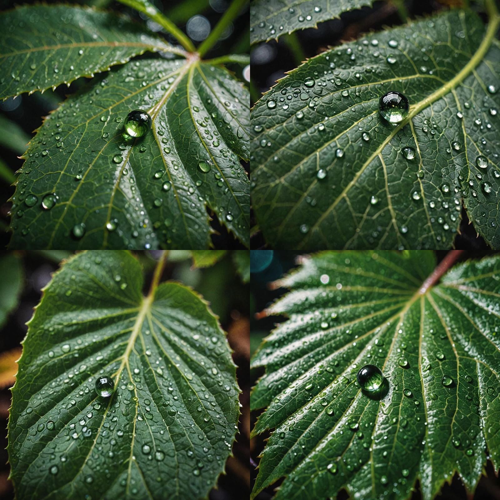 Macro Water Droplet on Leaf: Cinematic Still
