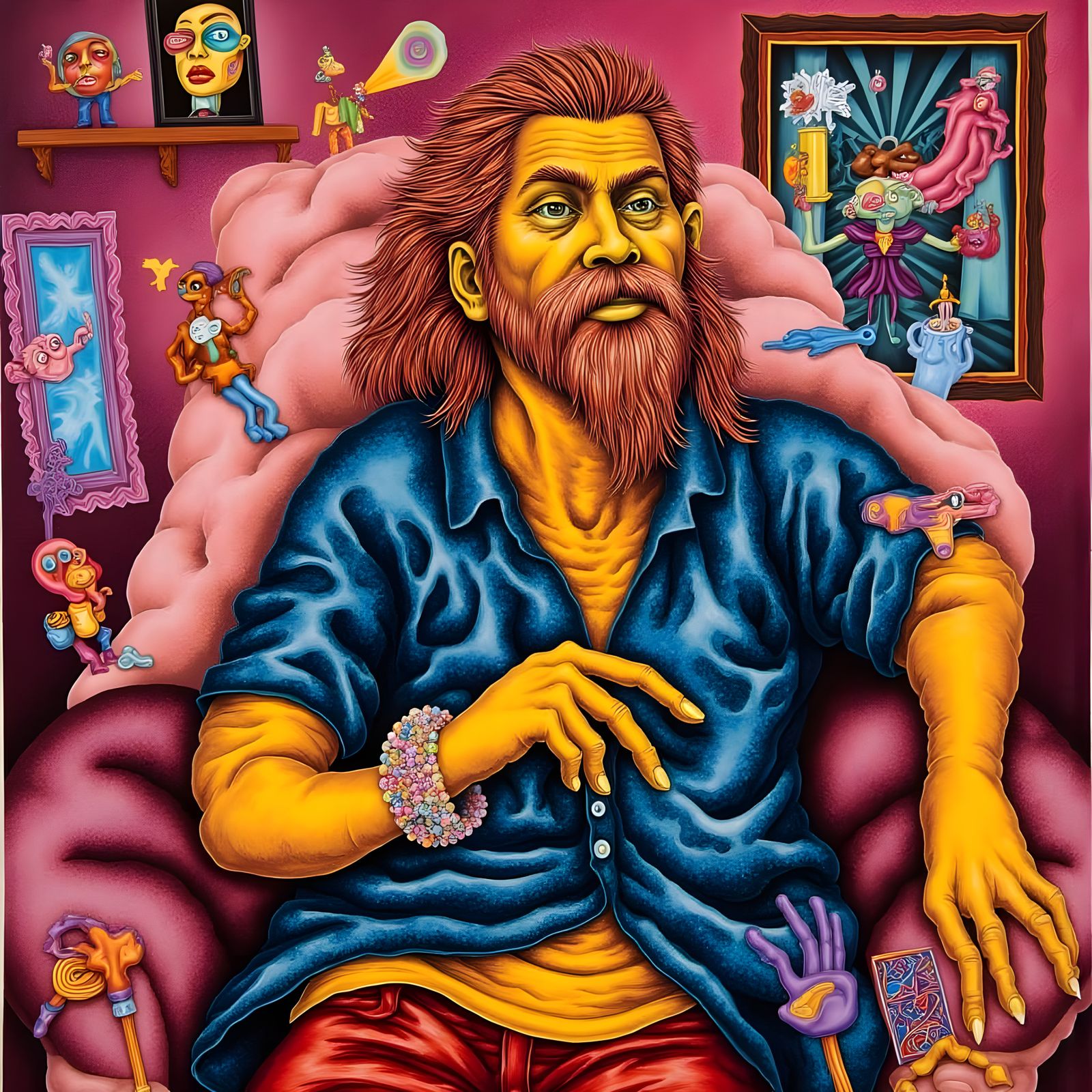 Surreal Psychedelic Scene in Vibrant Chicago Imagist Style