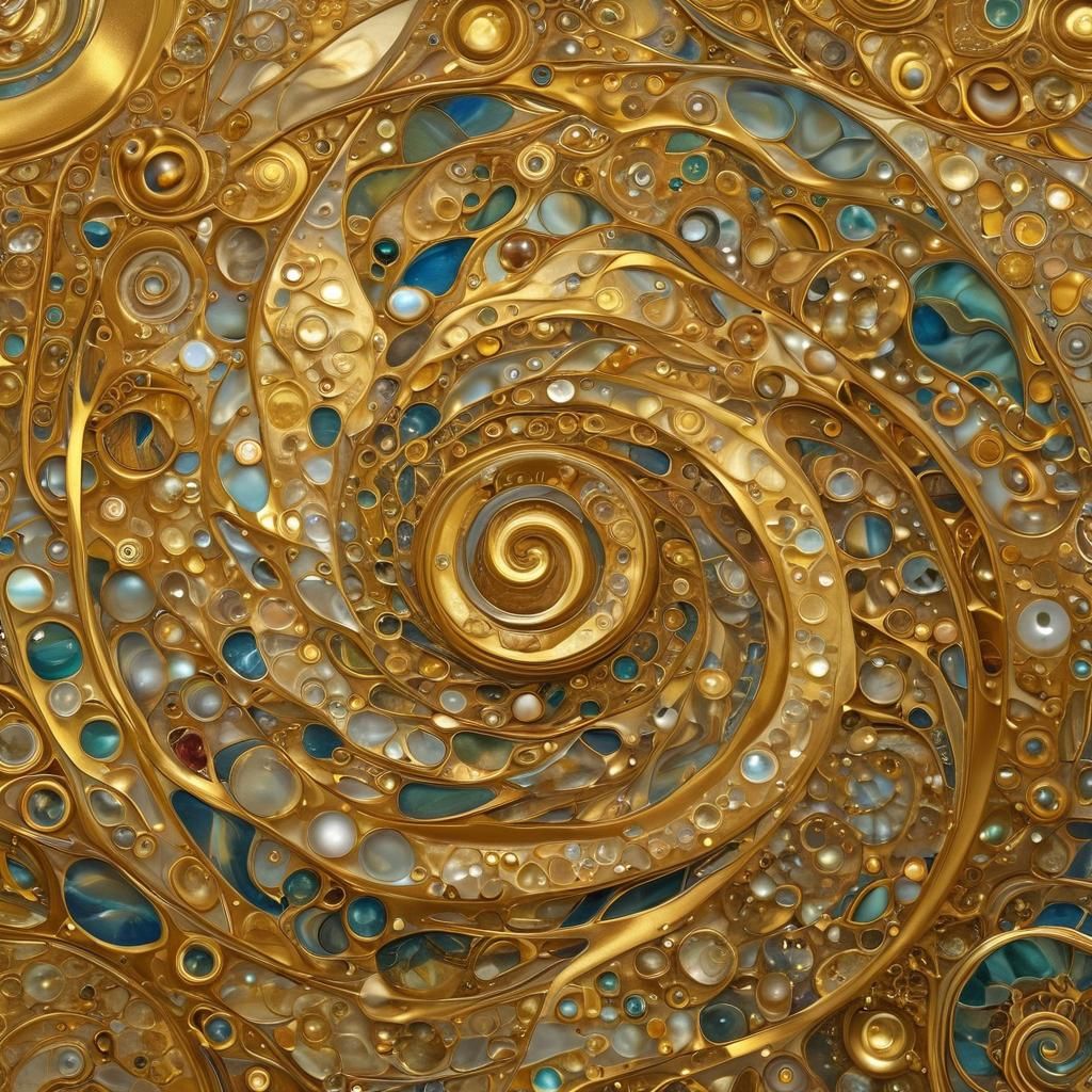 Geometric Whirlpool in Klimt-Inspired Art Nouveau Style