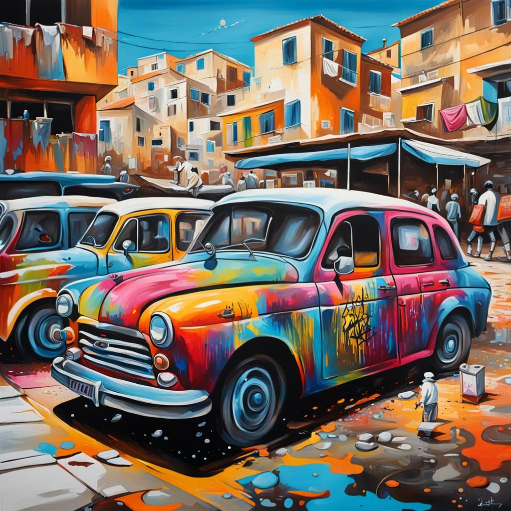 Greek Market in Graffiti Splash Art Style