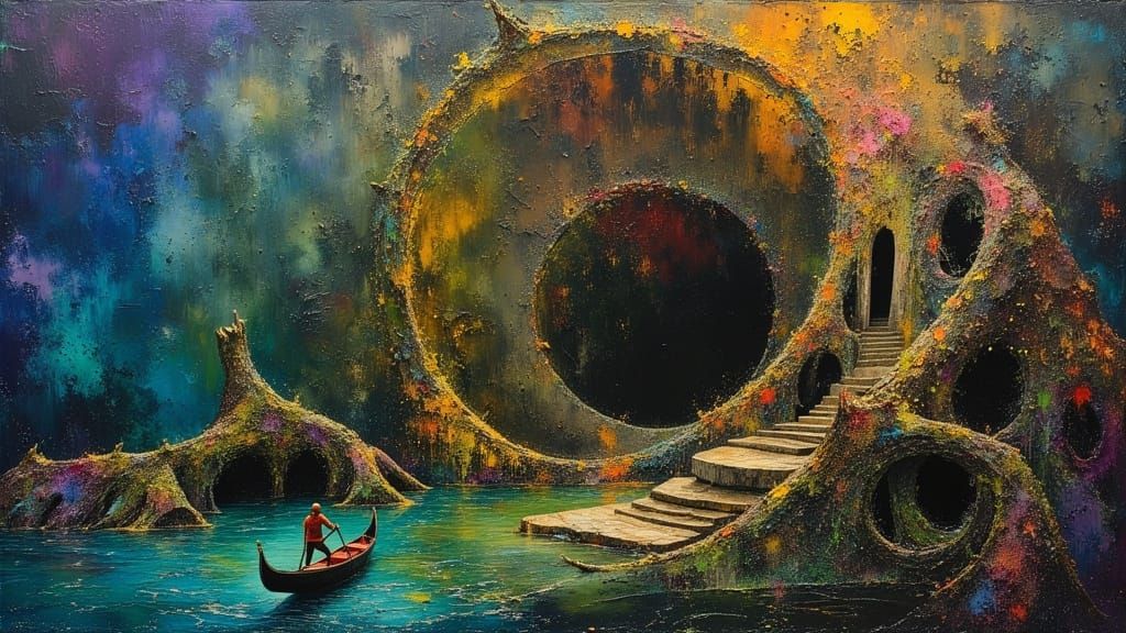 Surreal Venice Cityscape in Ancient Tree Stump