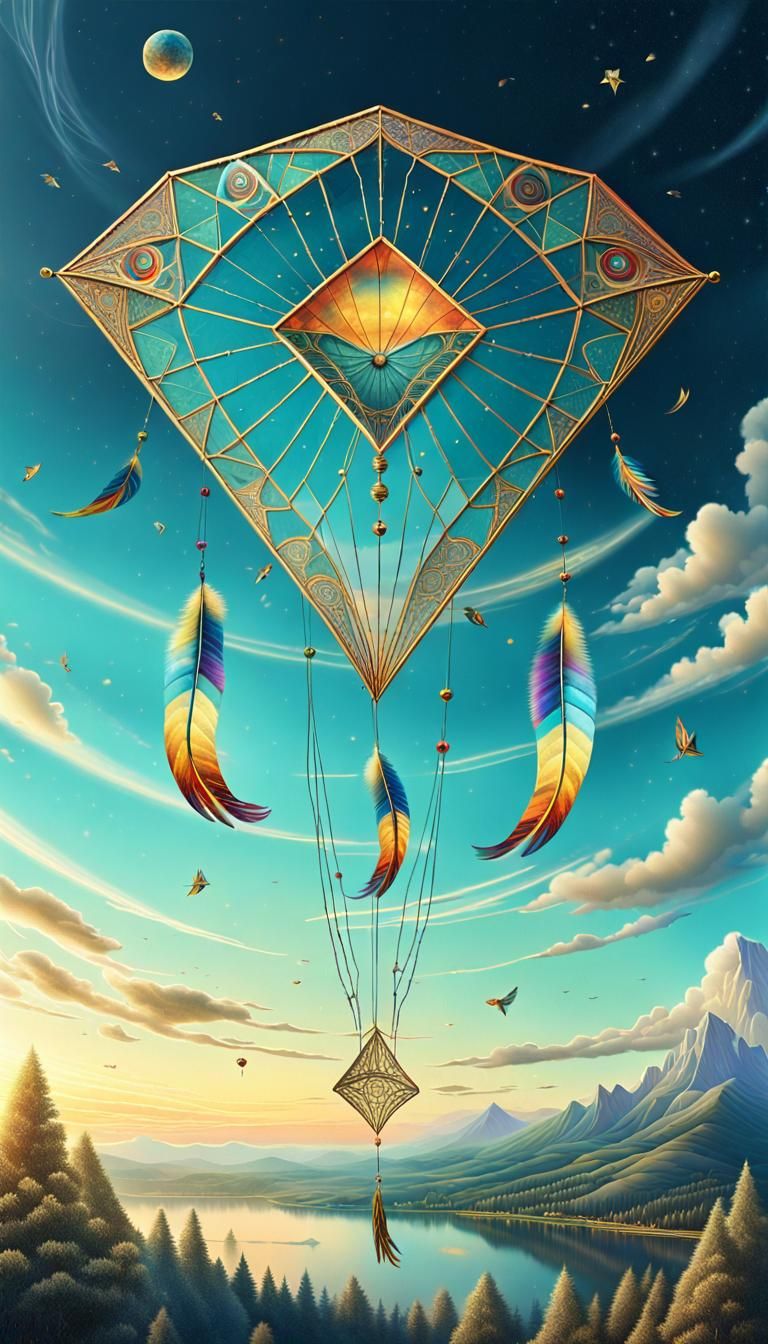 Dreamlike Kite in Art Nouveau Style