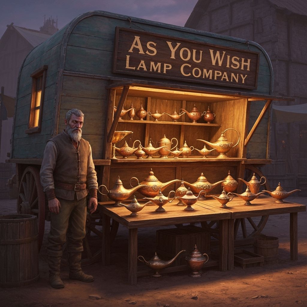 Grizzled Merchant Sells Magic Lamps at Dusk