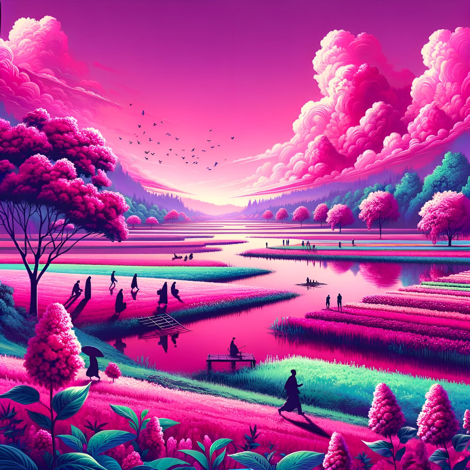 Fuchsia Dreamscape: A Vivid and Blissful Day