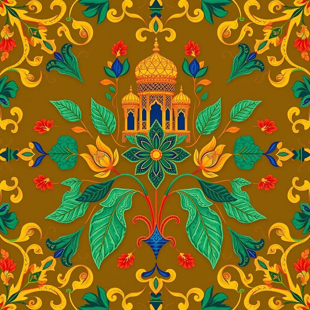 Mughal Art Inspired Floral Textile Design
