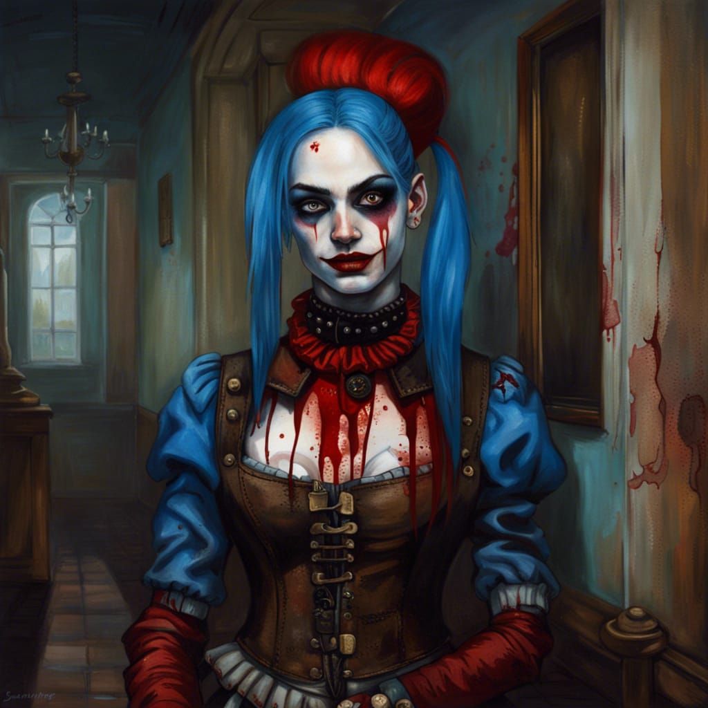 Psychotic Grimes as Dieselpunk Harley Quinn Portrait