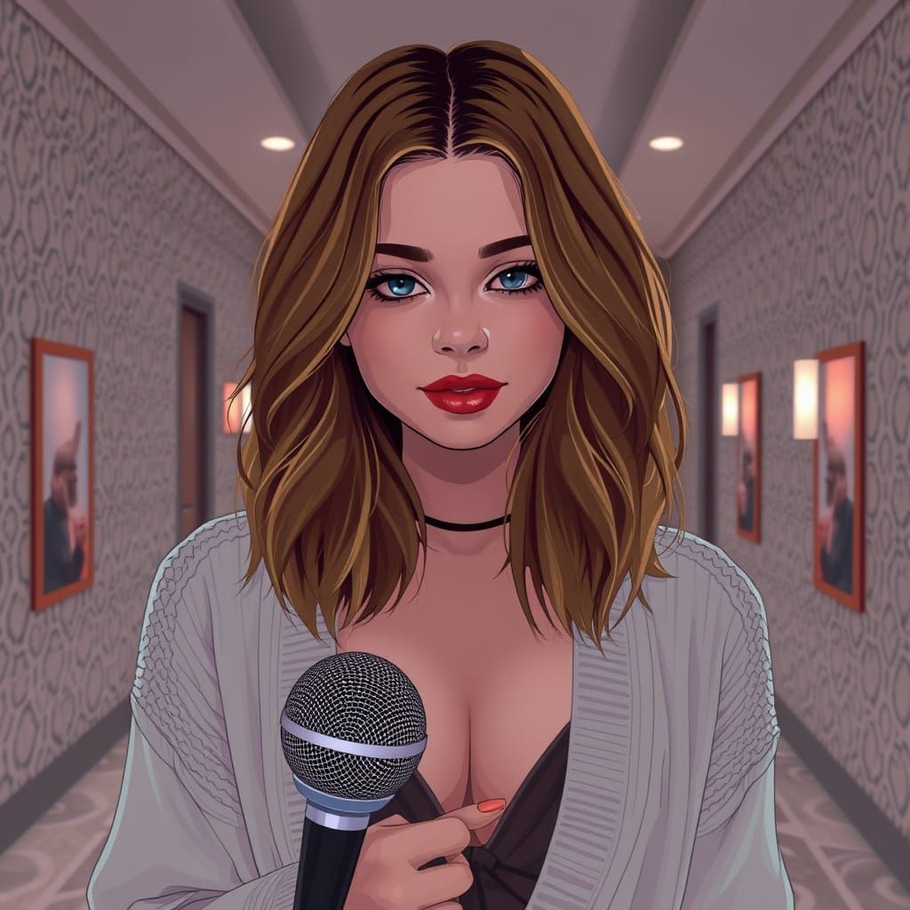 Surreal Selena Gomez in Serene Dreamcore Apartment Lobby