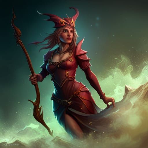 Dark Fantasy Witch in Art Nouveau Style