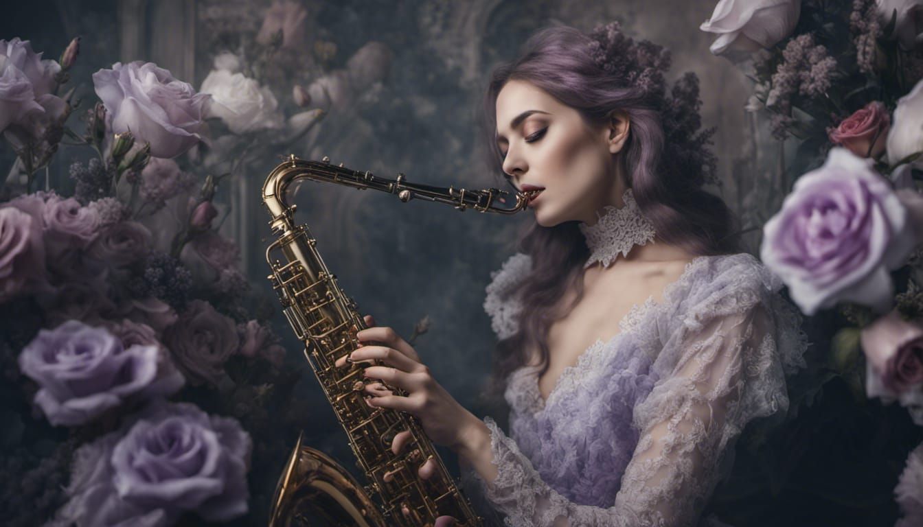 Gothic Victorian Ghost Playing Saxophone