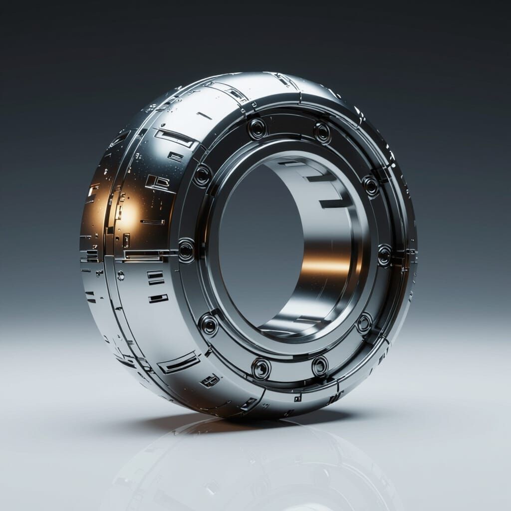Metallic Ball Bearing with Futuristic Industrial Texture