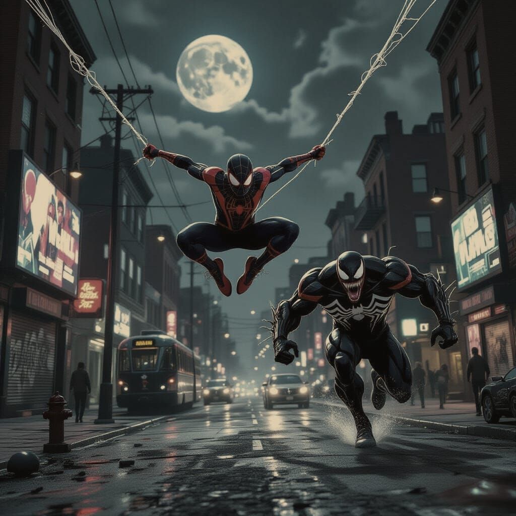 Miles Morales Swings Through Dark Post-Apocalyptic City