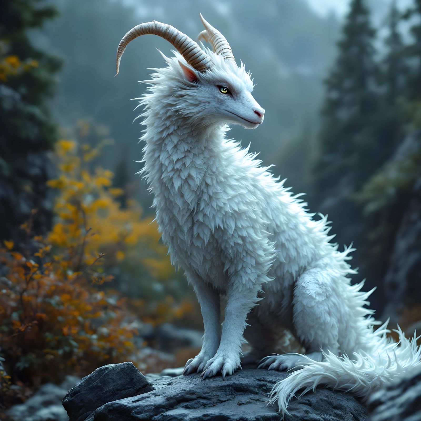 Realistic Dragon in a Forest Valley