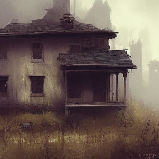 Sinister Abandoned Cottage in Dark Fantasy Style