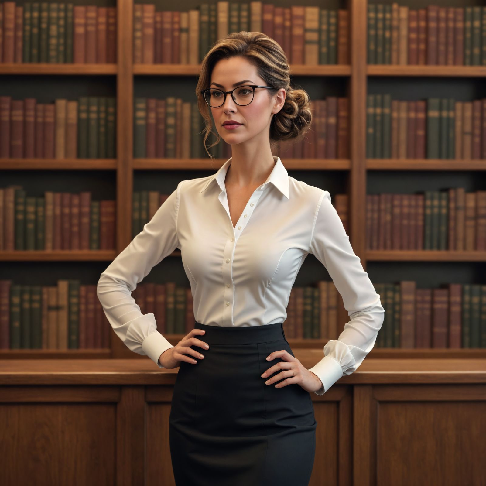 Sexy Librarian in Elegant 3D Rendering