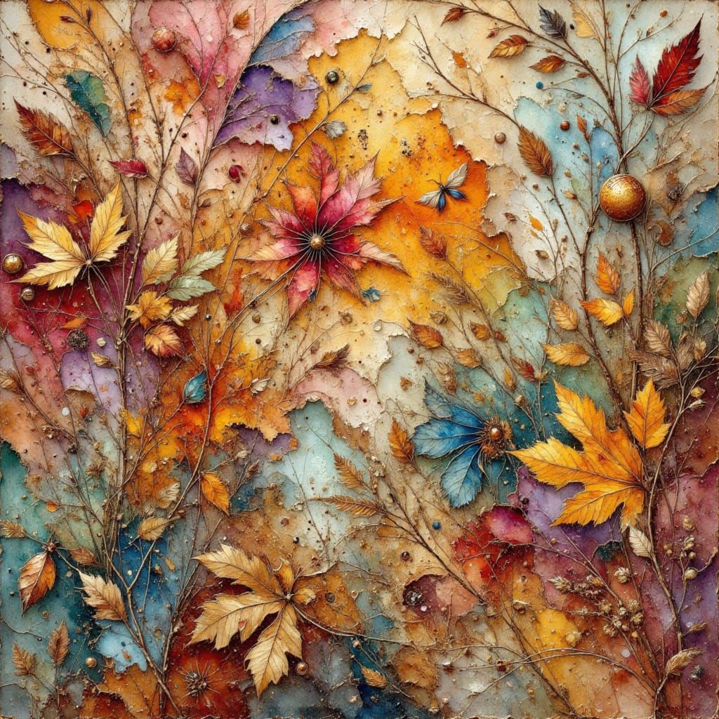 Abstract Papercraft Collage in Autumn Colors