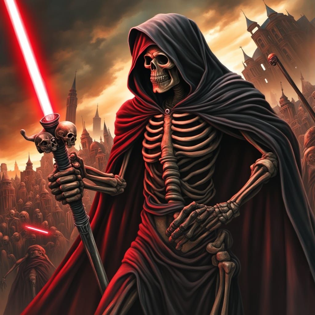 Grim Reaper Skeleton Beast with Lightsaber