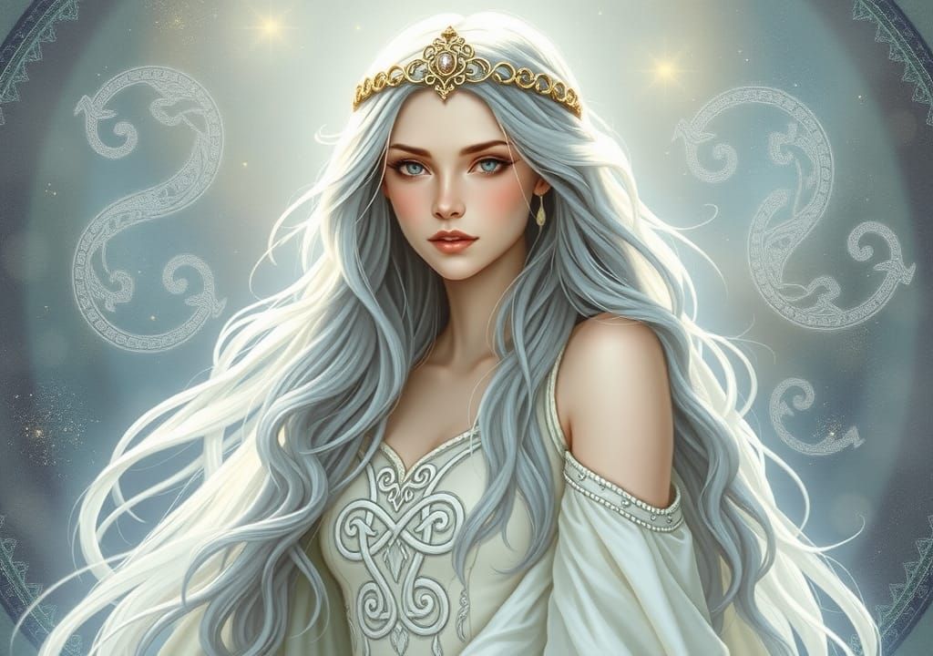 Ethereal Goddess Arianrhod in Fantasy Art Style