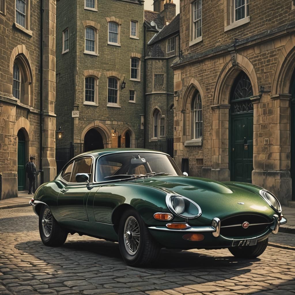 Jaguar E-Type in Pencil Drawing Style