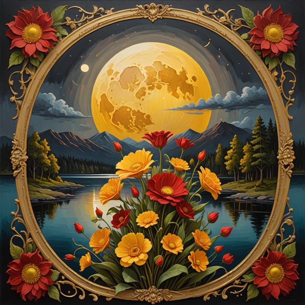 Surreal Bouquet in Oil Painting Style