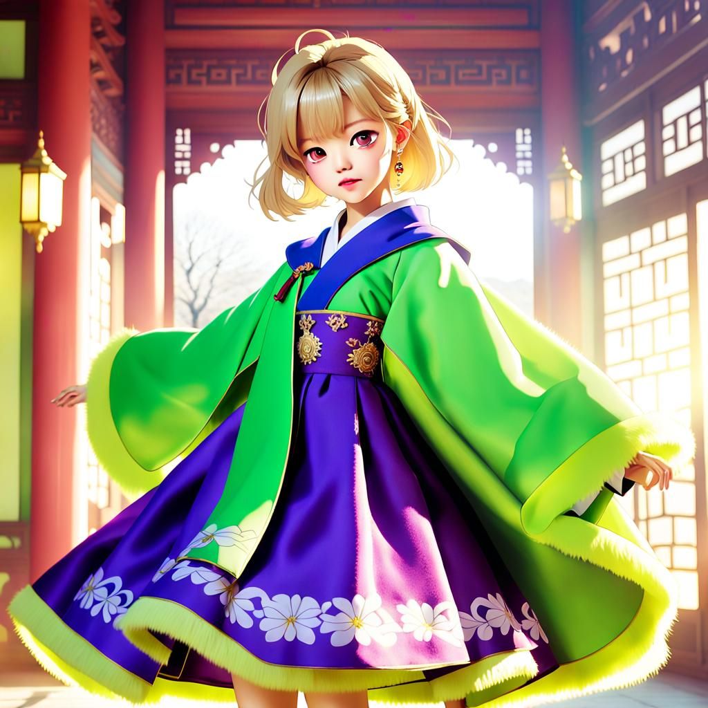 Anime K-Pop Star in Royal Korean Hanbok