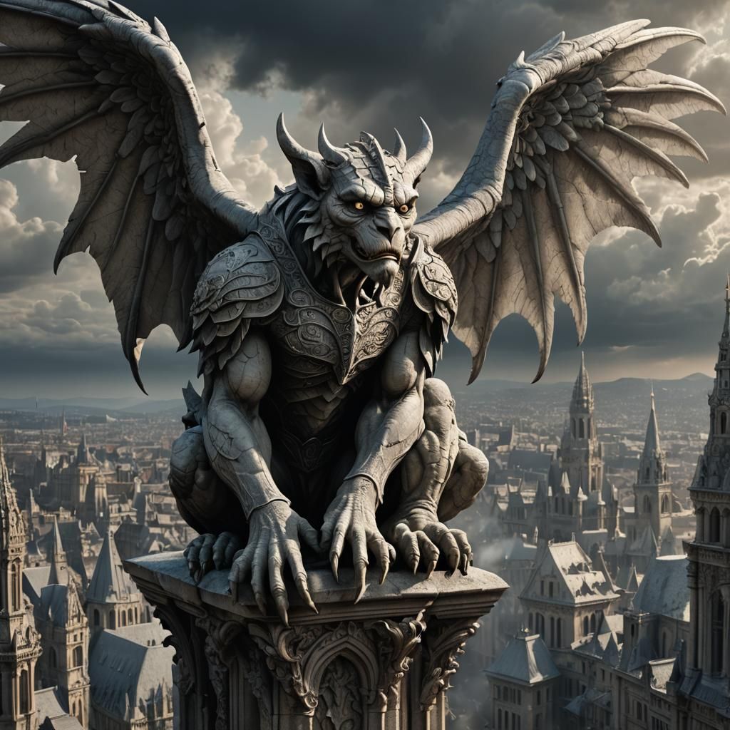 Epic Angel Gargoyle Hybrid Digital Painting