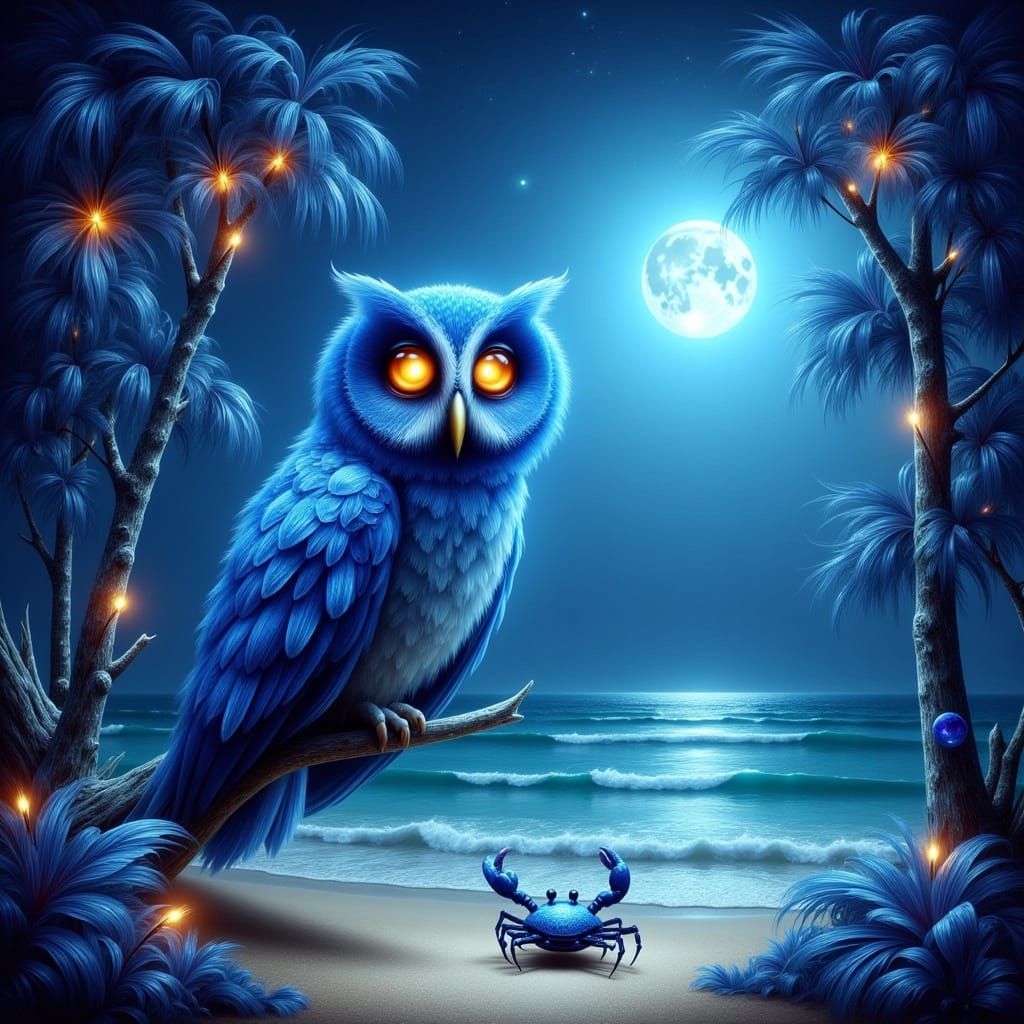 Blue Owl in Tonalist Australian Dreamscape